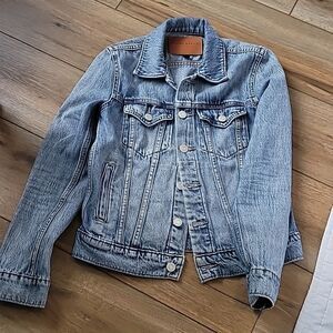 Lucky Brand Los Angeles Tomboy Trucker Distressed Blue Denim Jean Jacket XS